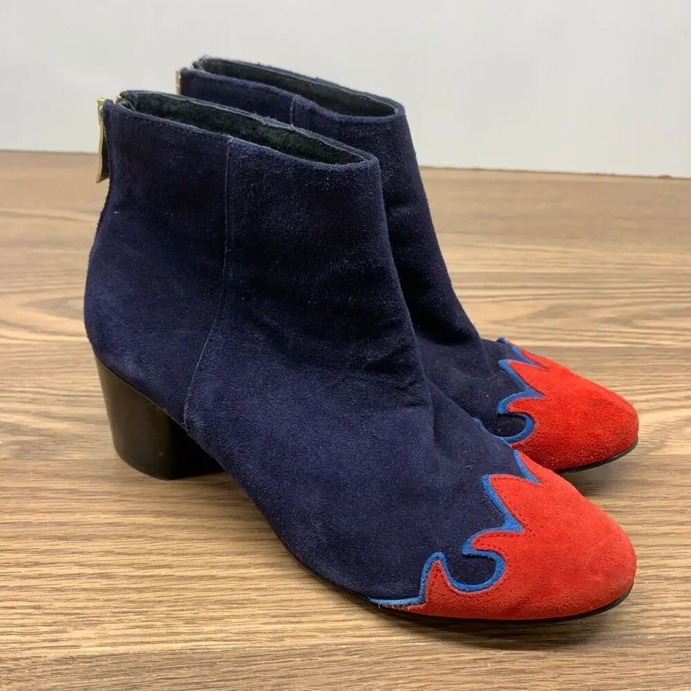 Free People Adelle Ankle Boot Blue And Red Flame Size 37 / 7 MSRP: $195
